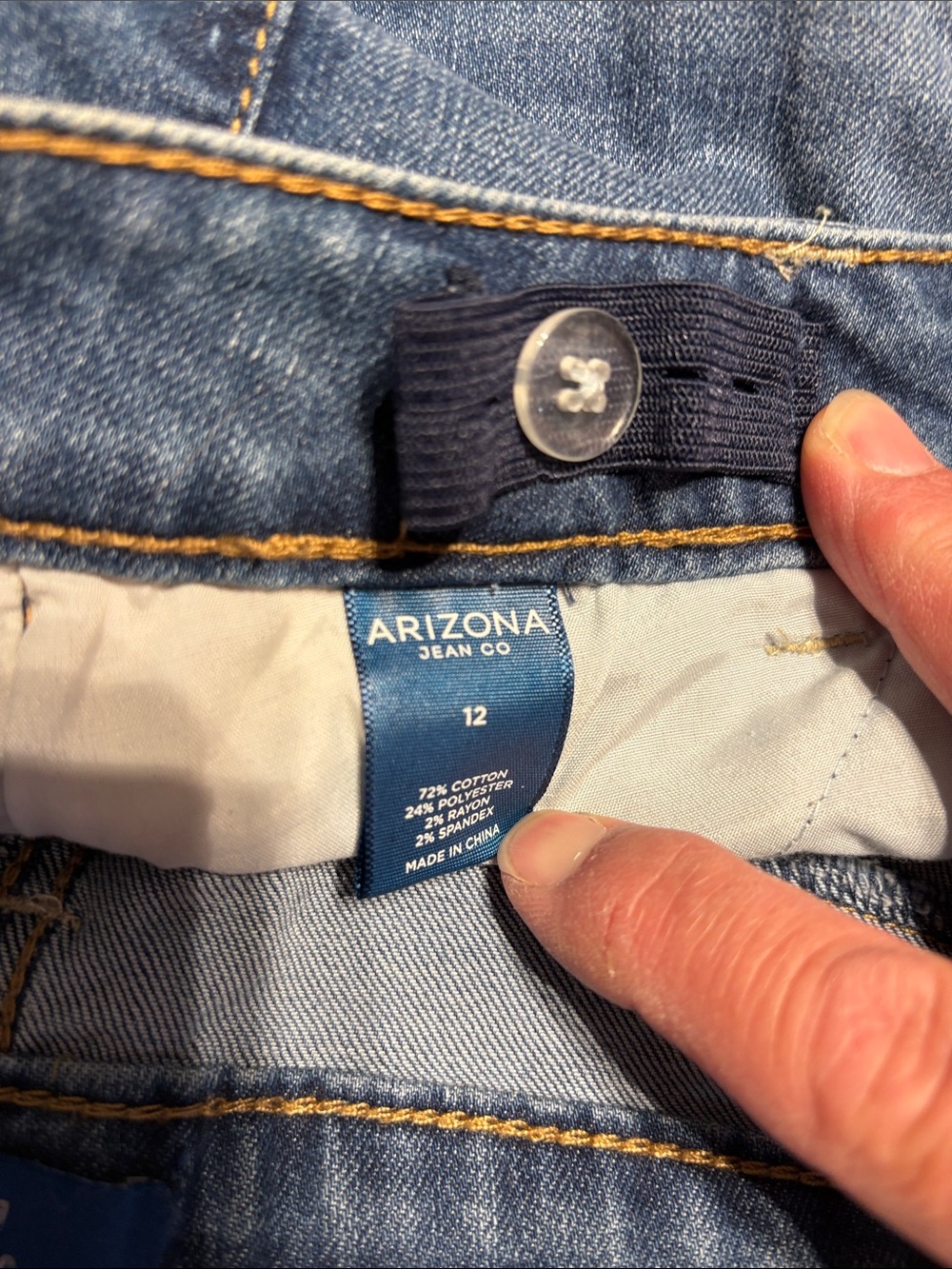 EUC Sz 12 girls Arizona Jean Company Blue Rolled-Cuff Denim Bermuda Shorts - Picture 4 of 5